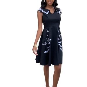Women's Plus Size 5XL Halloween Bats Embroidered Gothic Spider‎ Web Dress
